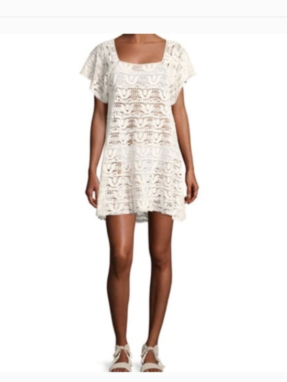 Nanette‎ Lepore Swim Crochet Mini Dress - Natural White - Small